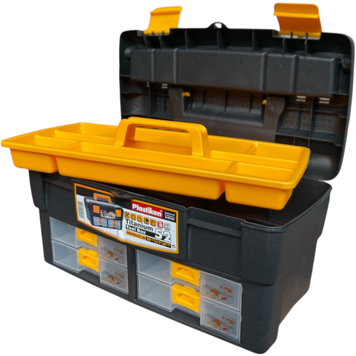 Plastiken Titanium Tool Box 52 – 3‑laags Gereedschapskoffer – 52 × 28 × 25 cm – Kunststof – Organizer voor Klein Gereedschap