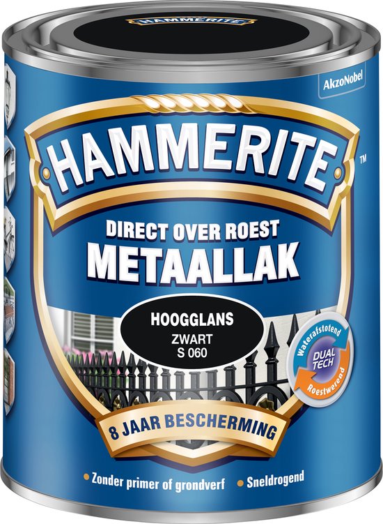 Hammerite Hoogglans Metaallak - Zwart - 750 ml