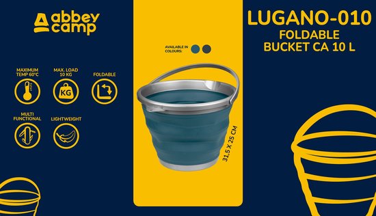 Abbey Camp Emmer - Opvouwbaar - 10 Liter - Grijs/Antraciet van Abbey Camp — afbeelding 2