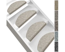 FLOORDIREKT Carlton Trapmatten - Aantrekkelijke Trapbescherming voor Binnen - Zelfklevend - Halfrond - Grijs-Beige - 23,5 x 65 cm