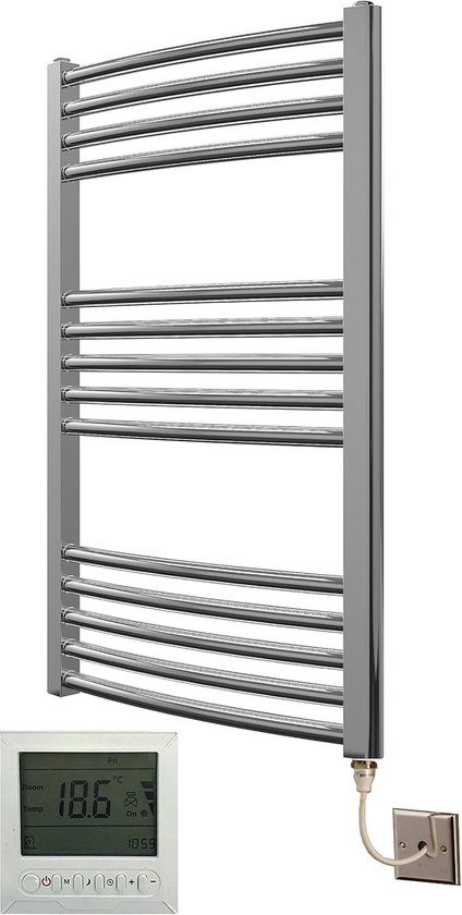 Milano Chrome Gebogen Verwarmde Handdoek Rail W500mm x H800mm Centrale Verwarming Handdoek Radiator