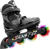 Suotu Skeelers - Inlineskates Verstelbaar - Skeelers meisjes en jongens - Maat: EUR 32-36 - lichtgevende wielen - Zwart - M