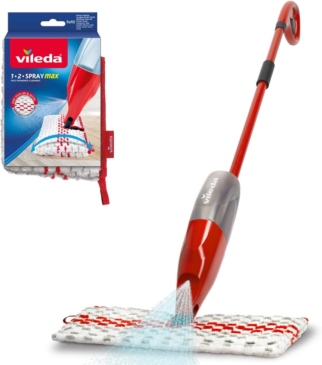 Microvezelmop met sproeifunctie - Dweilen zonder emmer | Geschikt voor alle vloertypes | Herbruikbare en duurzame mop