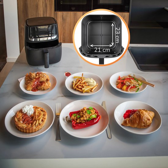 JAP Appliances Aspire - Airfryer - Inclusief 20 stuks bakpapier - Digitaal Kookboek - Grote XXL Heteluchtfriteuse - PFAS-vrij - Digitaal touchscreen - 1700W