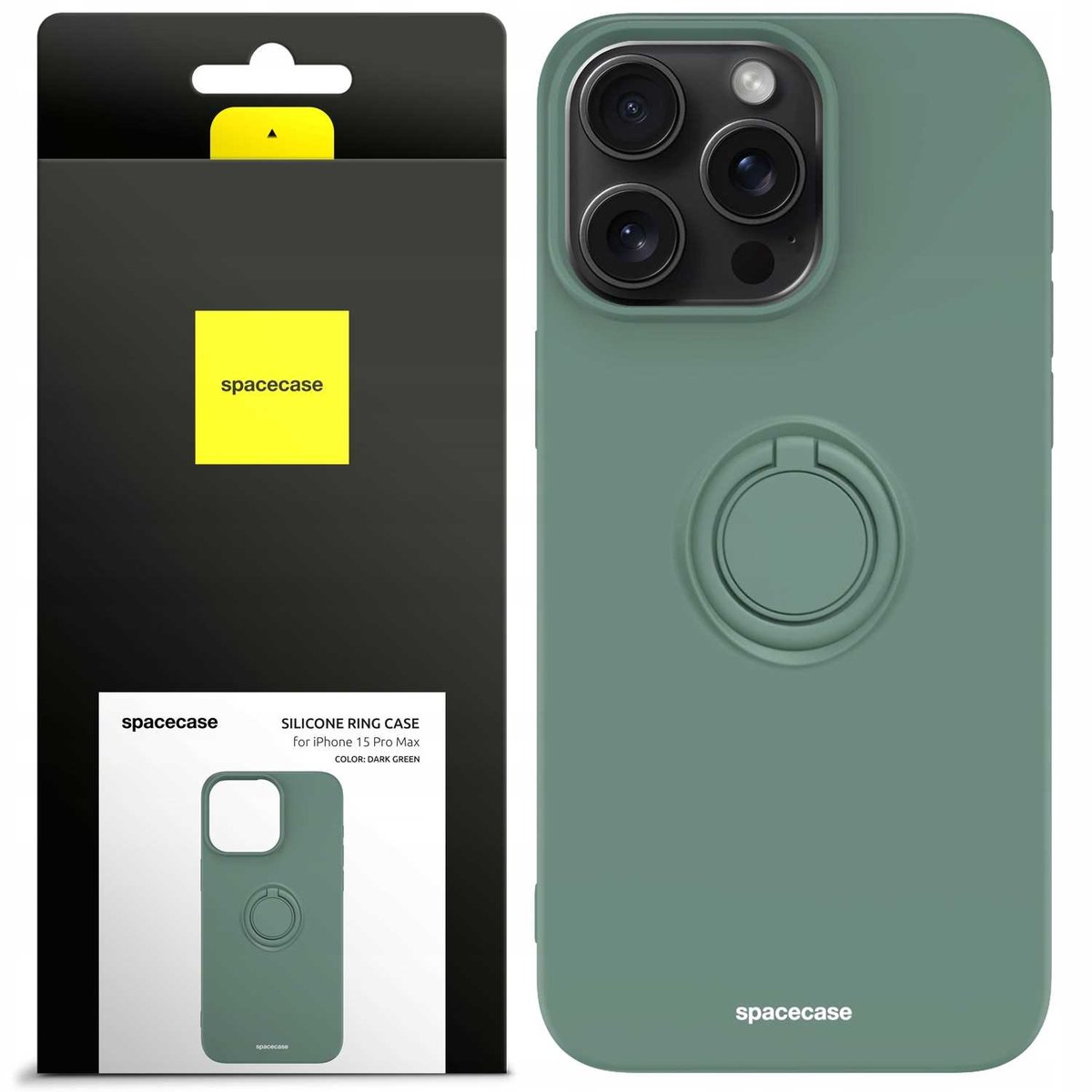 Spacecase Siliconen Hoesje Voor Iphone 15 Pro Max Ring Donkergroen