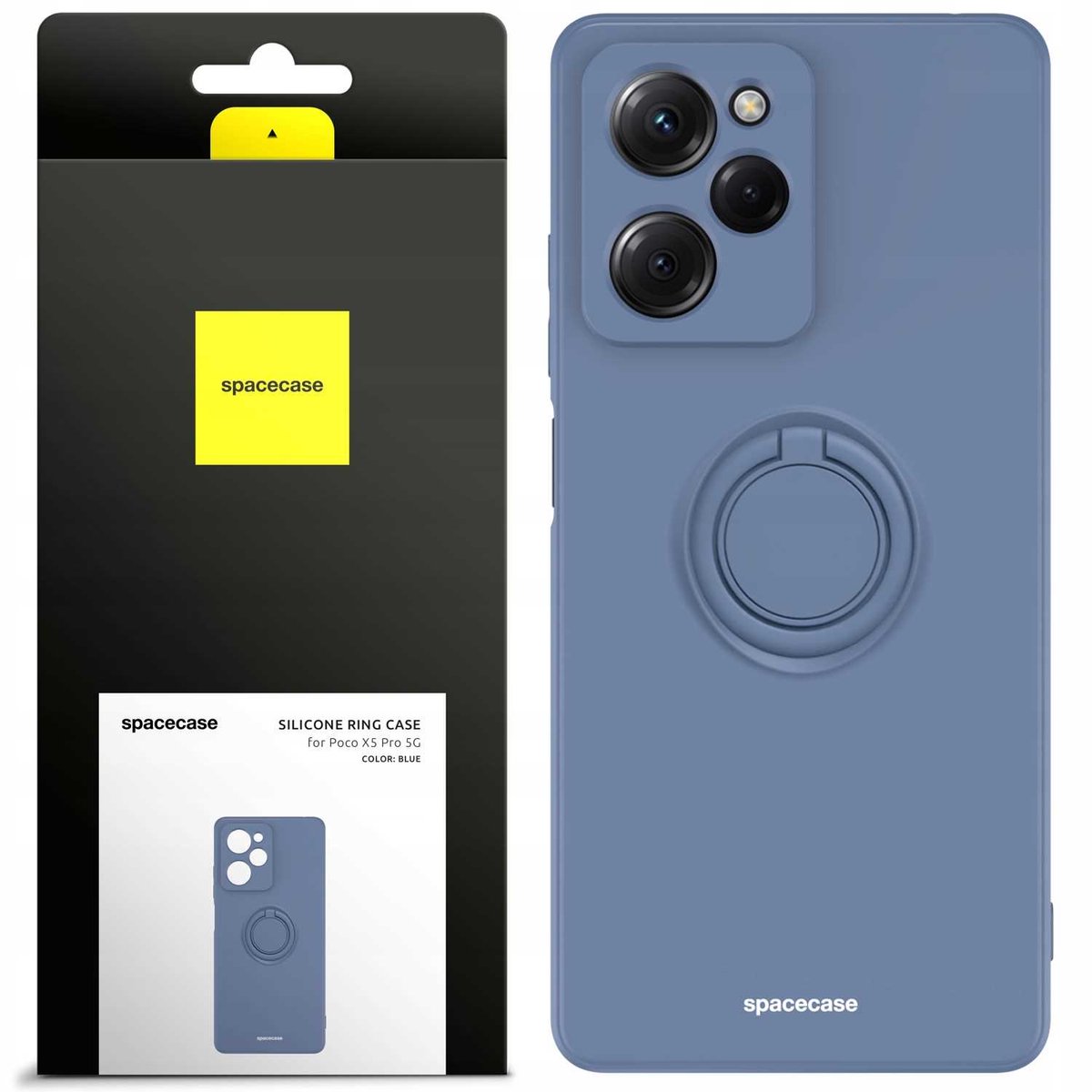 Spacecase Siliconen Ringcase Poco X5 Pro 5G Blauwe Case Cover