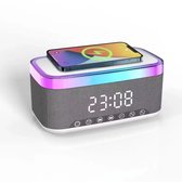 Yuconn Digitale Wekker – Wekker met Draadloze Oplader, Nachtlamp & Bluetooth Speaker