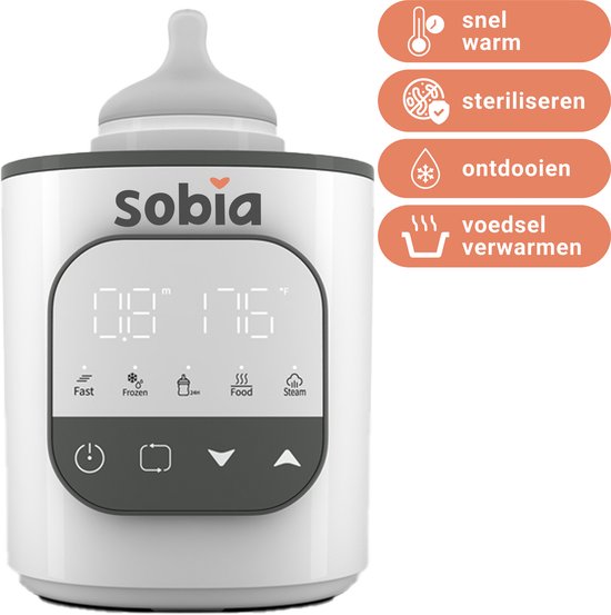 NIEUW! Sobia 9-in-1 Flessenwarmer – Snel opwarmen, warmhouden en steriliseren - Flessenwarmer – Incl gratis E-Book - Verwarming van vloeistoffen en eten