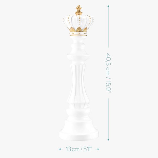 Schaaksculptuur Ornament Internationaal Schaakstuk Bordspellen Beeldje Decoratie, Hars Beeldje Ambachtelijke Inrichting Decor Individuele Verzameling (Witte Koning