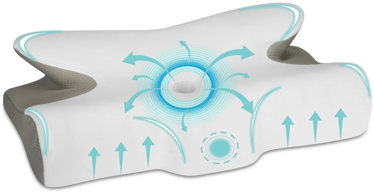 Ergonomisch Cervicaal Kussen - Orthopedisch Traagschuim Hoofdkussen - Kussen Nekklachten - Nekondersteuning voor Nekpijn en Betere Slaap - Memory Foam - Geurloos Contour Kussen - 55.9 x 35.6 x 10.2 cm