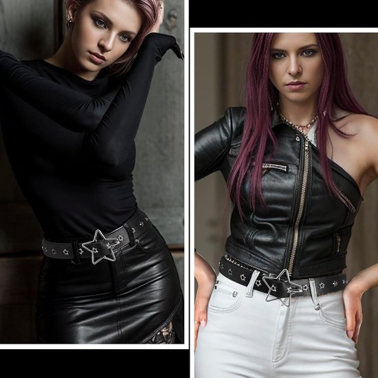 MILAKOO Punk-leren tailleriem voor vrouwen, vintage accessoire voor hippie skateboarding liefhebbers, L, Eén maat