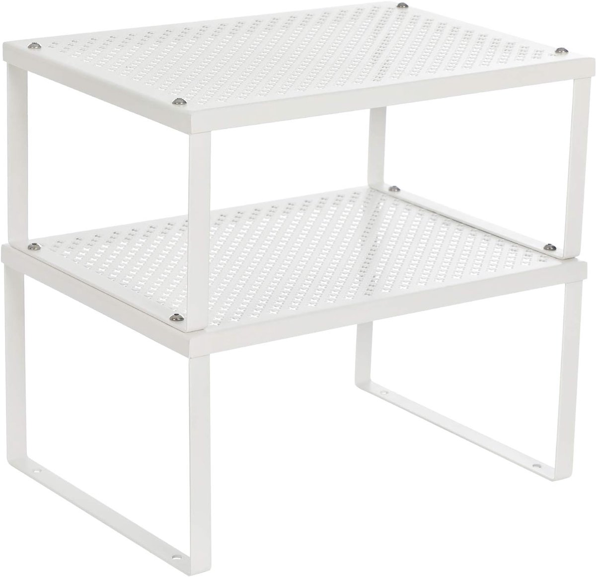 Famanu - Kruidenrek, set van 2, keukenplank, keukenorganizer, keuken, kruidenhouder, uitbreidbaar, stapelbaar, kleine plank, metaal, wit