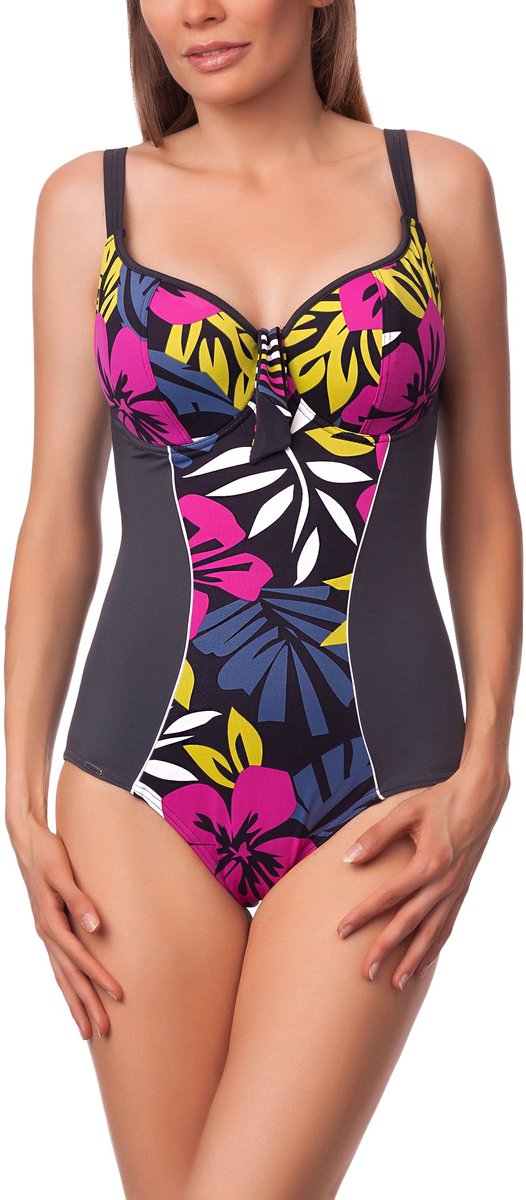 Antie Dames Zwemkleding – Badpak – Zwart/Wit – 38F - AN-MAKIRA-O