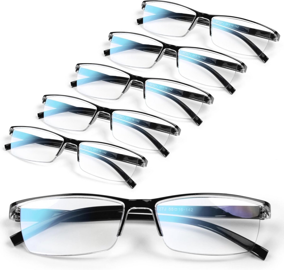 6 Pack Reading Glasses for Men - Blue Light Blocking Readers, Strength 3.0
