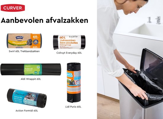 Prullenbak Curver Decobin - 65L - Rectangulaire - Gris Métallisé - Plastique Recyclé