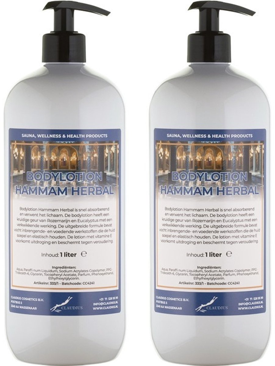Bodylotion Hammam Herbal 1 Liter - met gratis pomp - set van 2 stuks