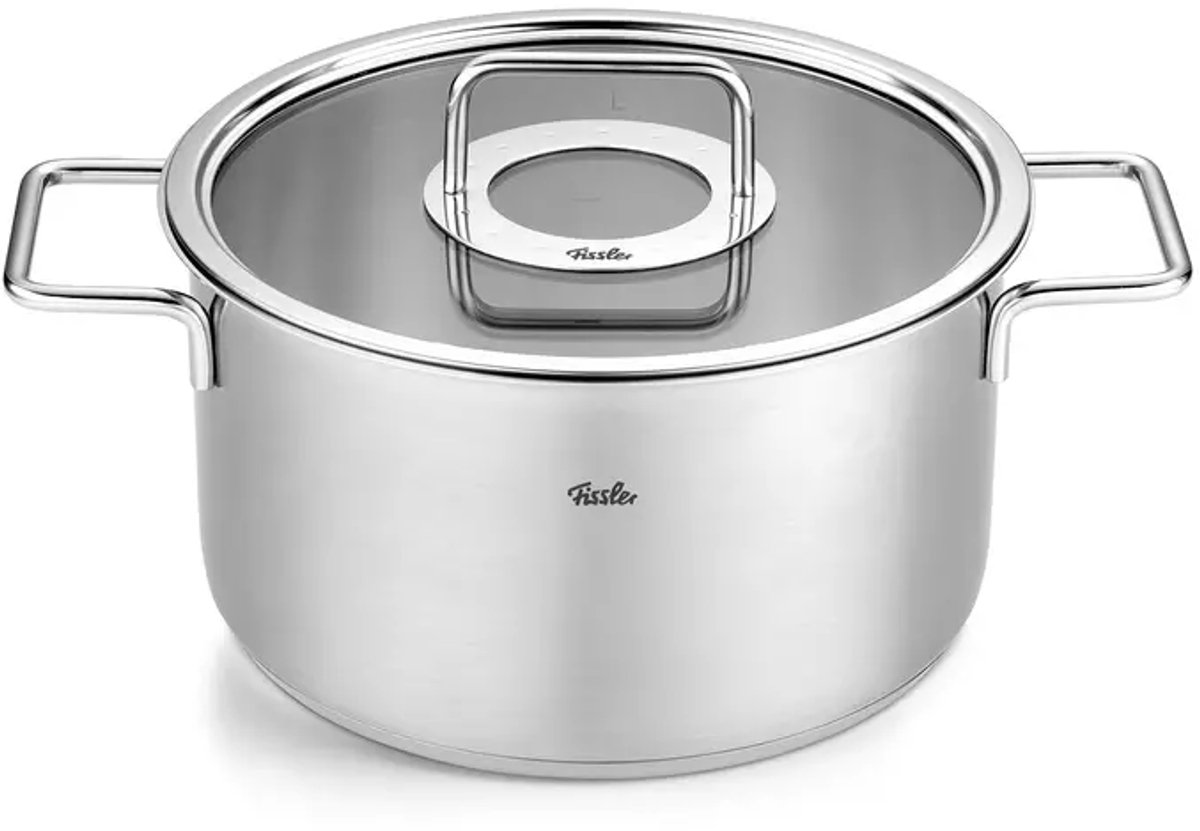Fissler Pure Collection - RVS Kookpan met Glasdeksel - 24cm - Geschikt Voor Op Alle Warmtebronnen