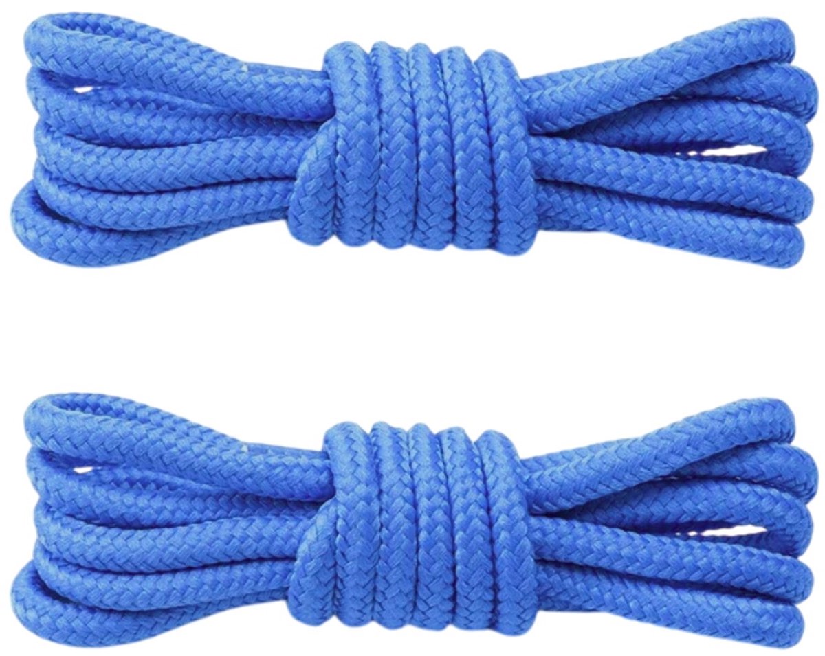 Fako Fashion - Schoenveters - Veters - Rond - Gevlochten - 5mm - 100cm - 1 Paar - 2 Stuks - Blauw