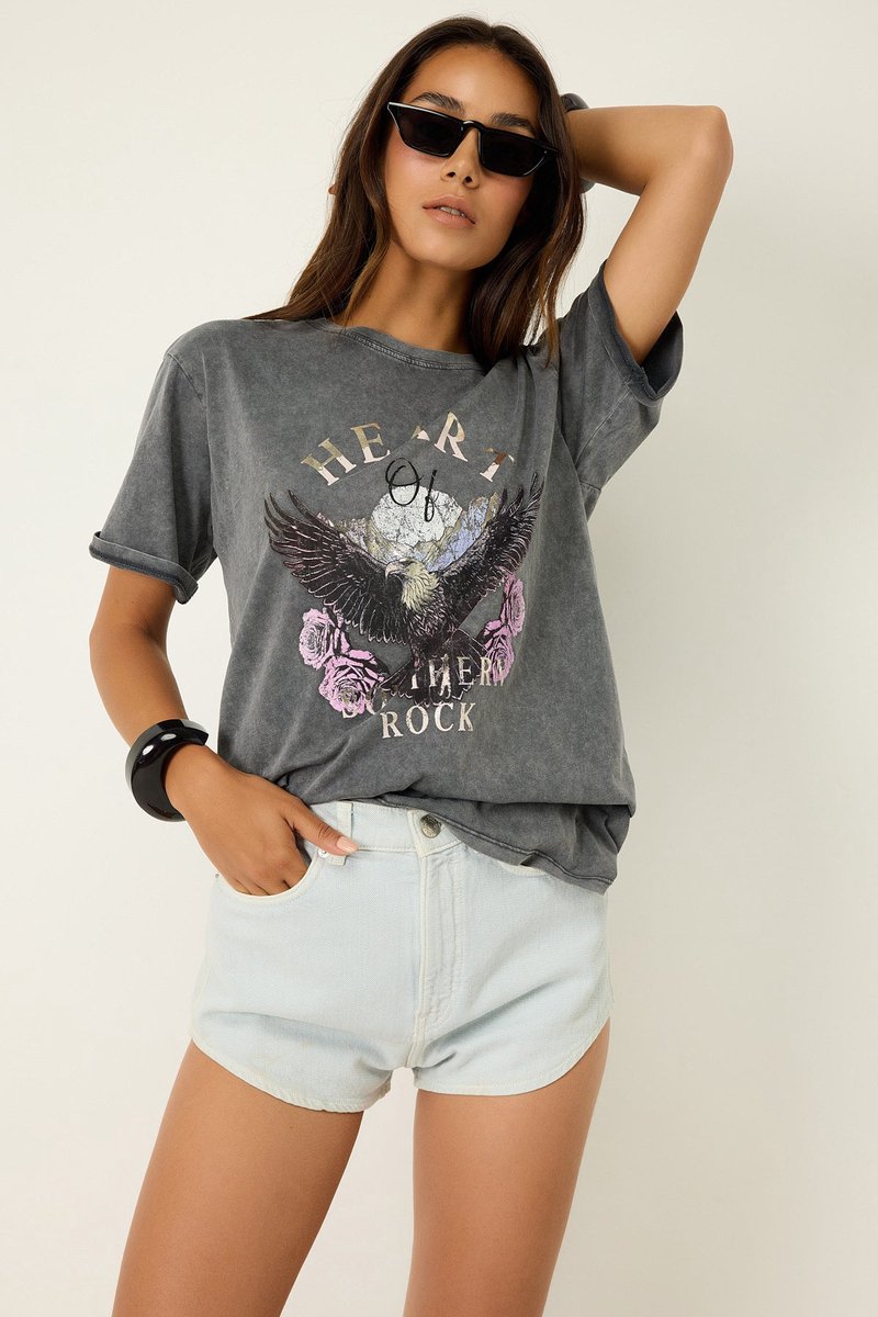 T-shirt imprimé surdimensionné lavé