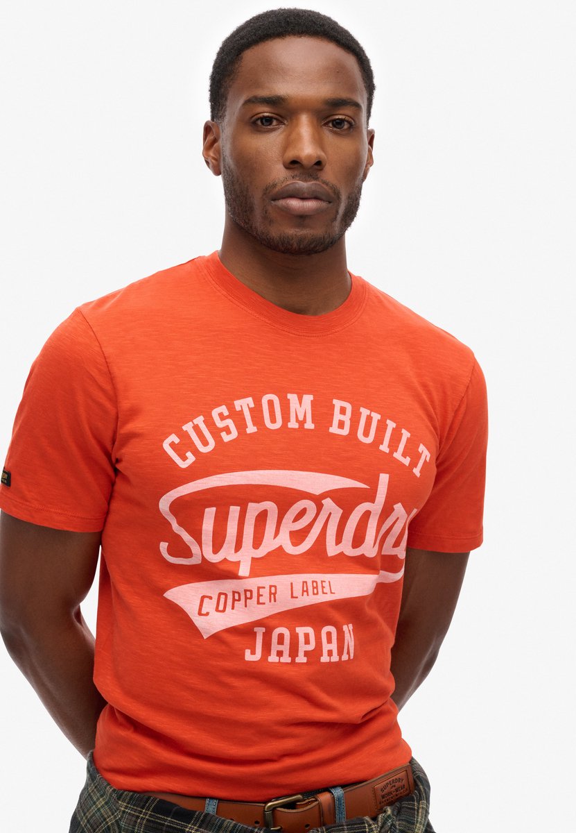Superdry Copper Label T-shirt met tekst Heren T-shirts Oranje