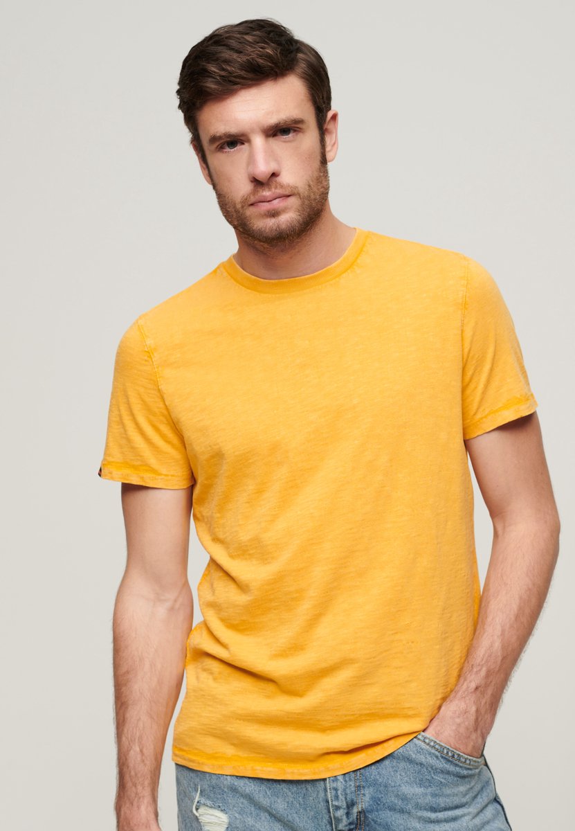 Superdry Slub T-shirt met ronde hals en korte mouwen Heren T-shirts Geel