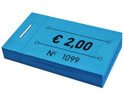 CombiCraft consumptiebonnen in boekjes 50x30mm met eurobedrag 2,00 in blauw - 5 boekjes met in totaal 250 bonnen