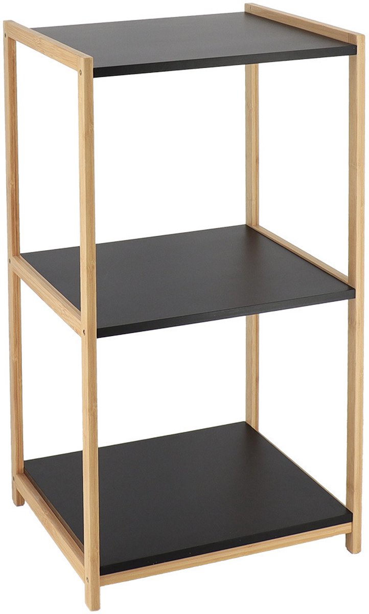 Tendance Opbergkast - hout / zwart - 3 planken - 68 x 35 x 30 cm - badkamer