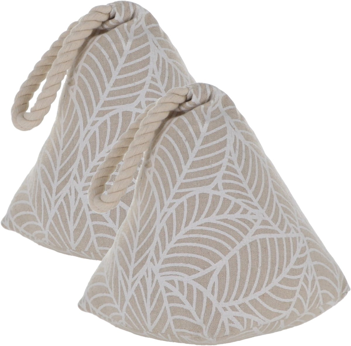 Luance Deurstopper - 2x - 1 kg - beige - stof - witte jungle print - 15 cm - deurstop