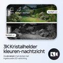 Zwarte Protectly beveiligingscamera met 3K kristalhelder kleuren-nachtzicht en ingebouwde LED-verlichting.