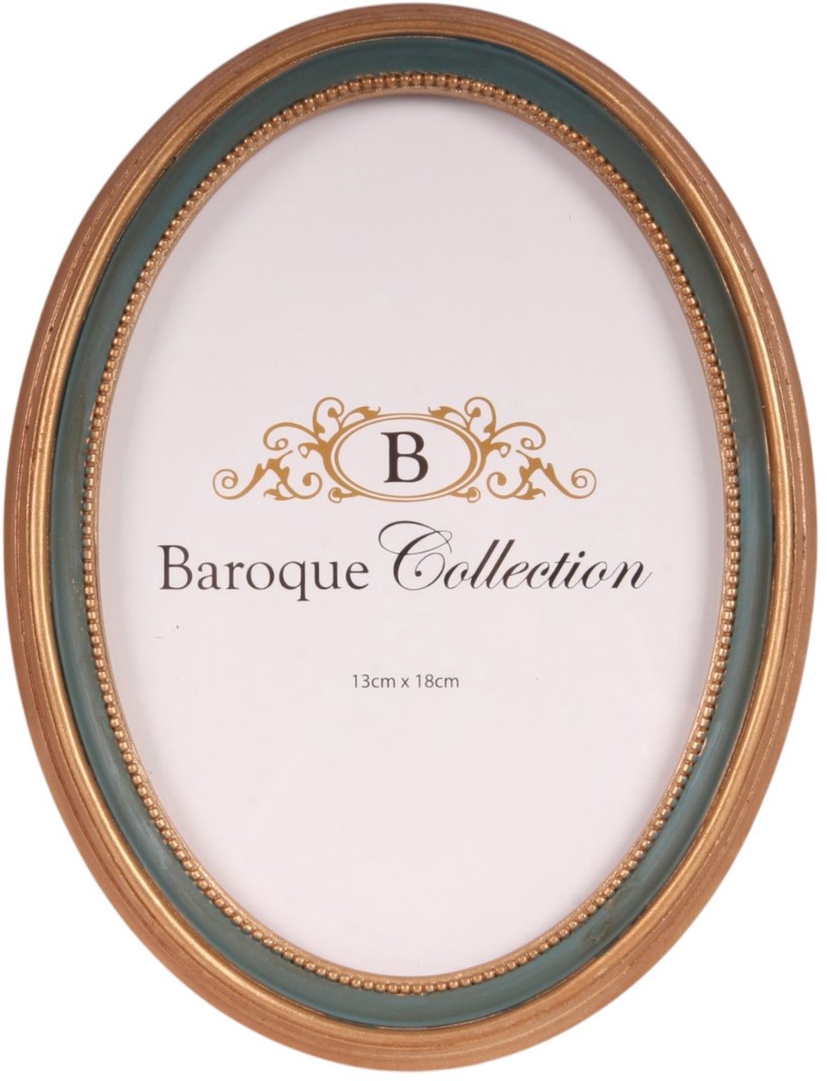 Baroque - Fotolijst - Fotolijst 13x18 cm - Groen - Resin - Ovaal - Staand - 20.5x16x1.5 - Polyresin