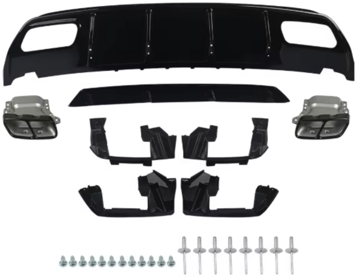 Achterbumper Diffuser & Uitlaat Tips - A45 AMG Stijl - Auto Accessoires - Voor Mercedes A-Klasse W176 (2012-2018)