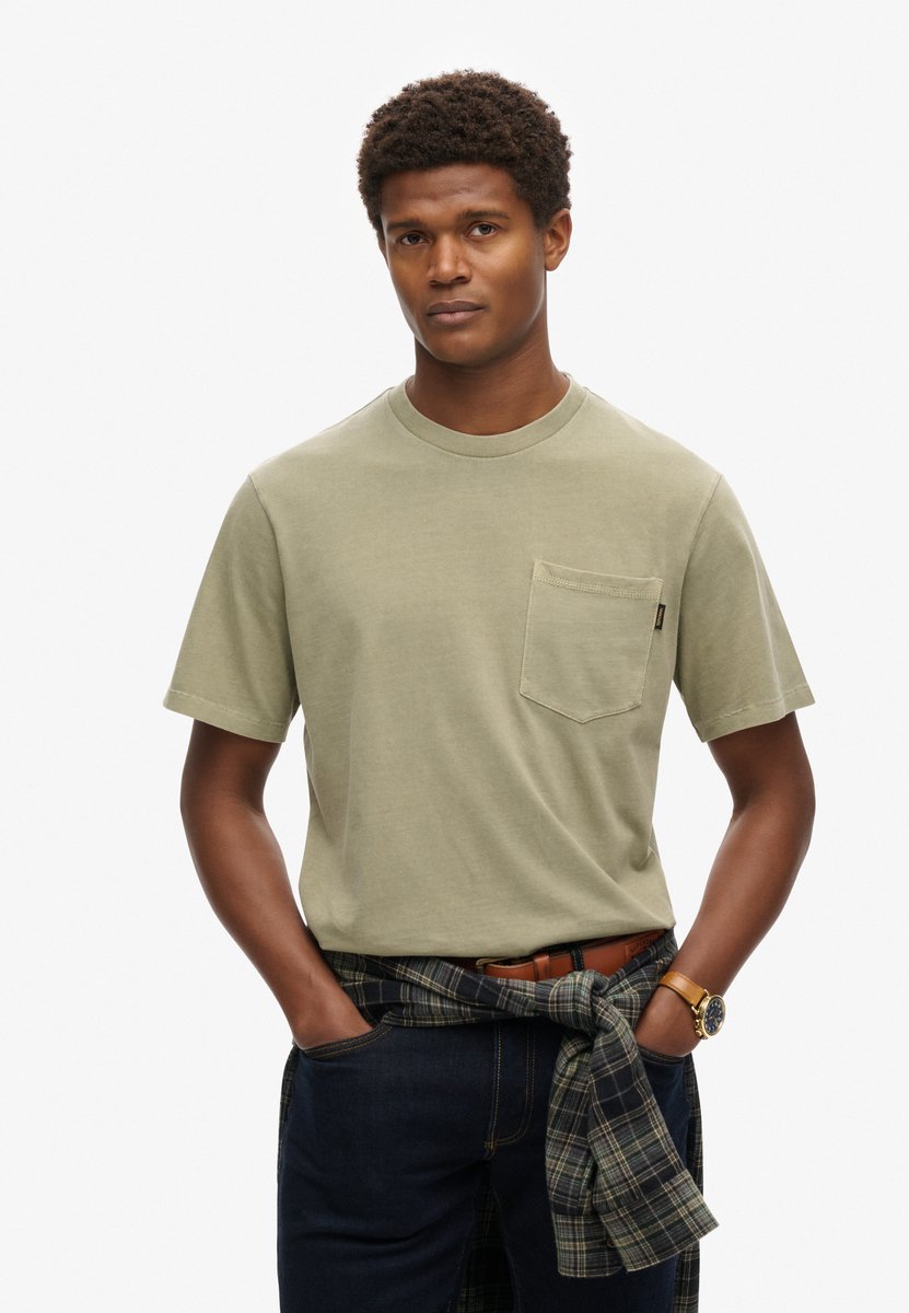 Superdry - T-shirt met borstzak en contrasterend stiksel - Heren - T-shirts
