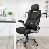 Comfortabele Bureaustoel op Wielen met Hoofdsteun - Ergonomische en Verstelbare Bureau Stoel - Aanpasbare Draaistoel - Zwart