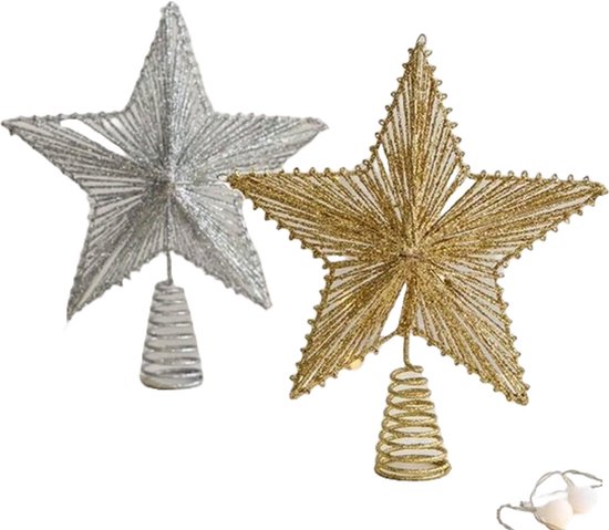 S&E Gouden Metalen Boomtopper in de Vorm van een Ster - Kerstster goud