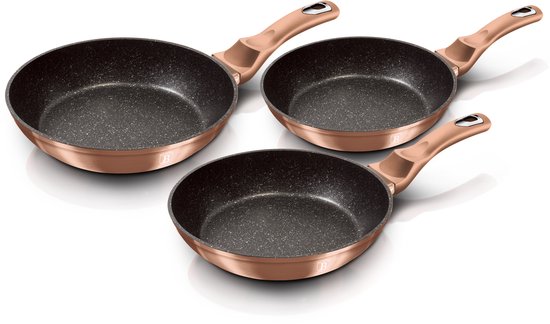 Berlinger Haus 3 delige Pannensets - Inductie - Pannenset Voor Alle Warmtebronnen - PFOA & PFAS vrij - Rose Goud
