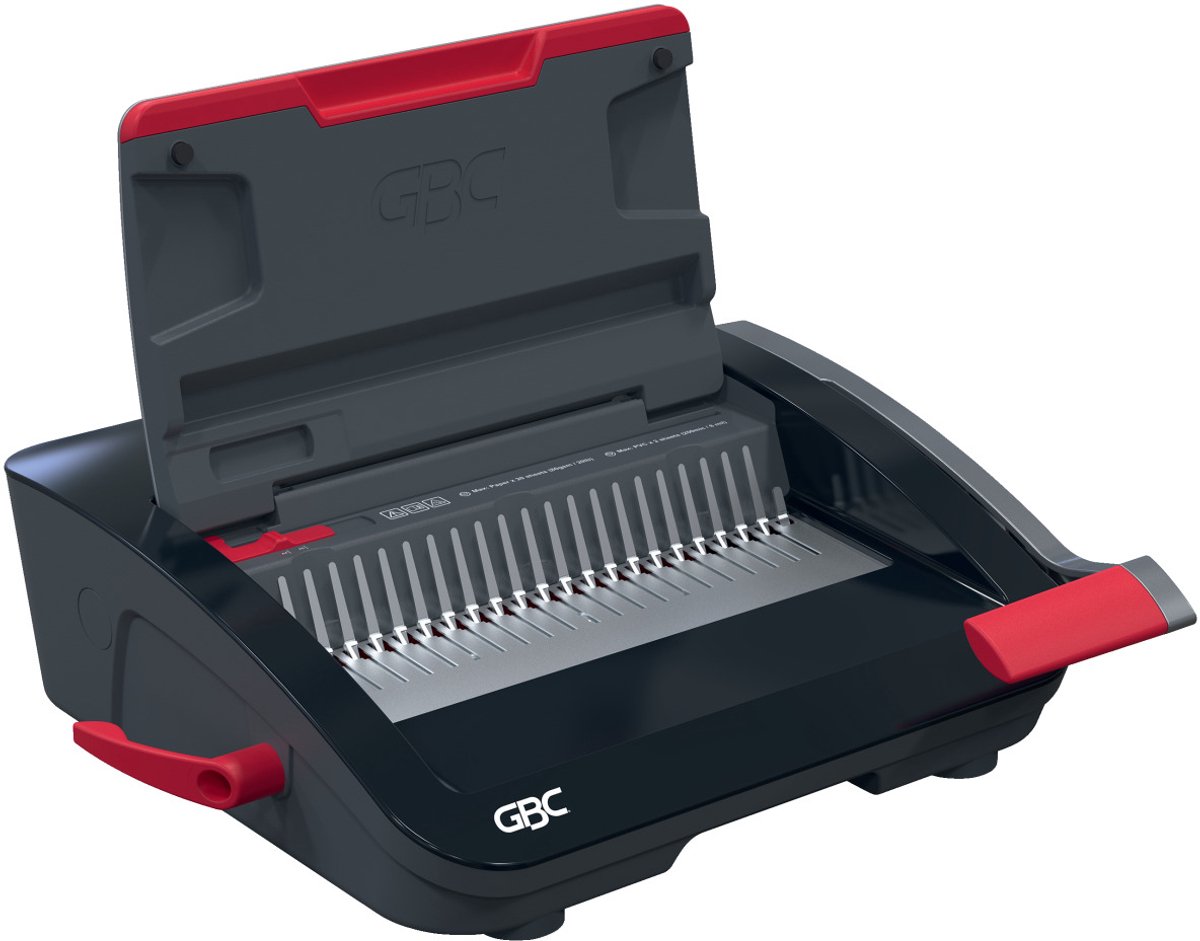 GBC CombBind® CB20 Handmatige Inbindmachine - Plastic Bindruggen - 240 Vel - Zwart/ Rood thumbnail 2