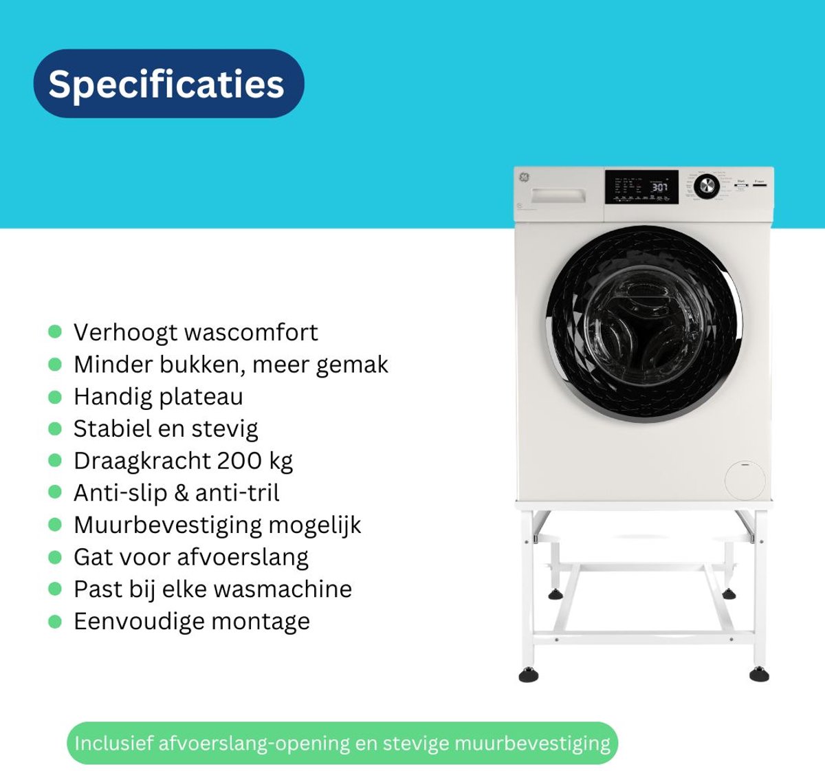 Wasophoogte Wasmachine verhoger - Wasmachine opbouwmeubel XL thumbnail 6
