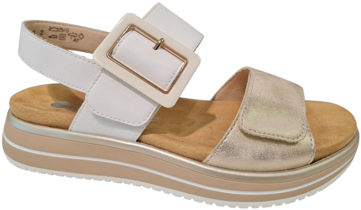 Remonte Witte Leren Dames Sandalen - Wit - 40