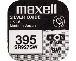 MAXELL 395 / SR927SW zilveroxide knoopcel horlogebatterij 2 (twee) stuks