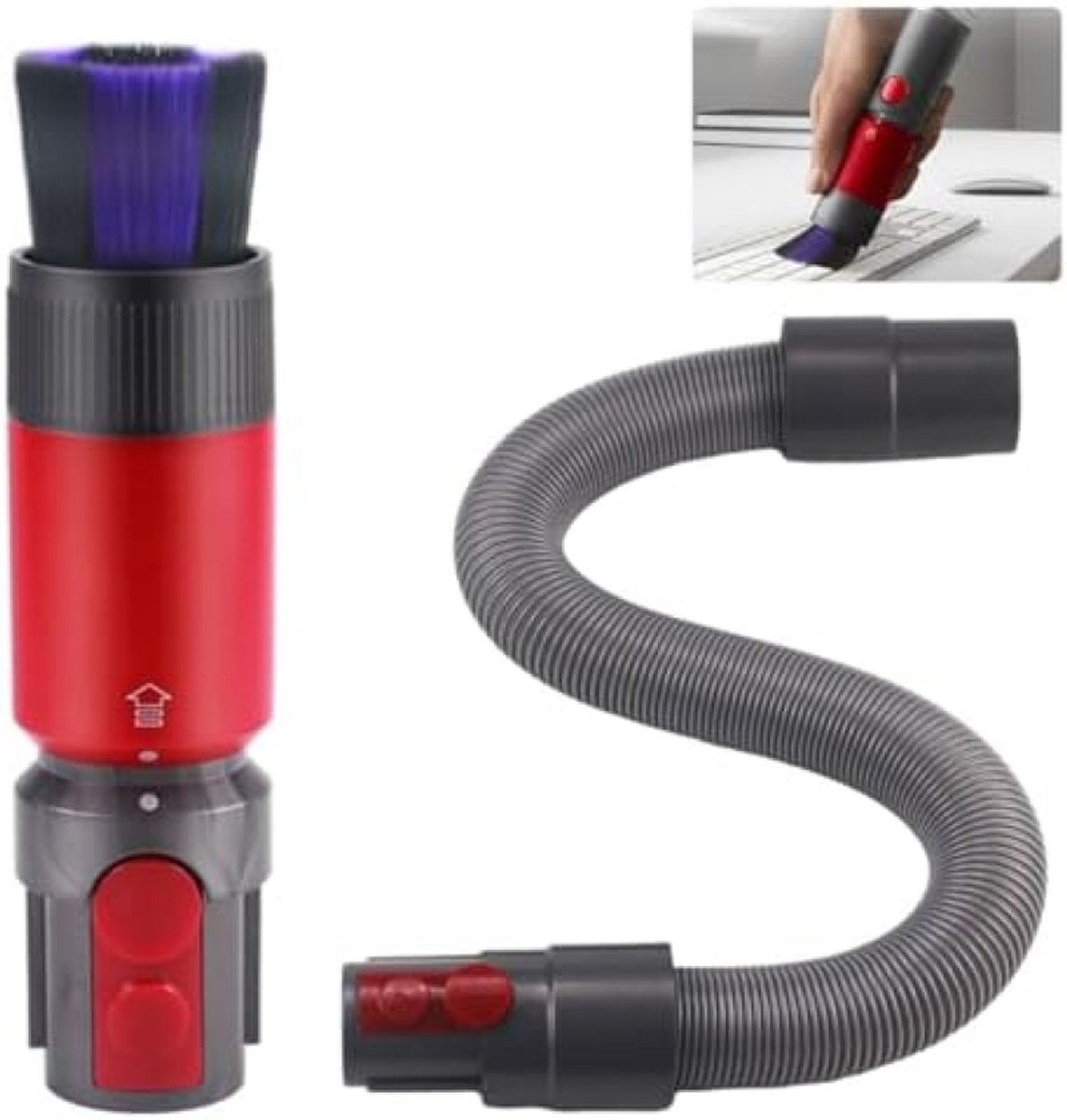 2 stuks zachte anti-kras borstel geschikt voor Dyson Kit, compatibel met Dyson V8/V10/V11/V15 stofzuigers, inclusief stofzuigerslang, voor krasvrij afstoffen en zelfreinigende accessoires