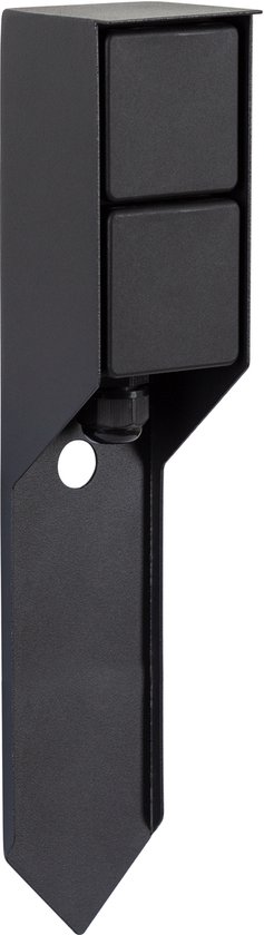 Prise de courant extérieure à double piquet noire - Penaarde - Résistante aux intempéries