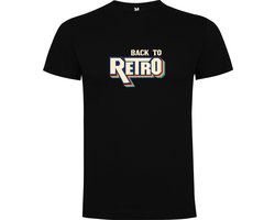 Zwart T-Shirt met “Kleurrijke Back to RETRO – Jaren 80 – Good Vibes – Muziek “ Print Full Color Maat S