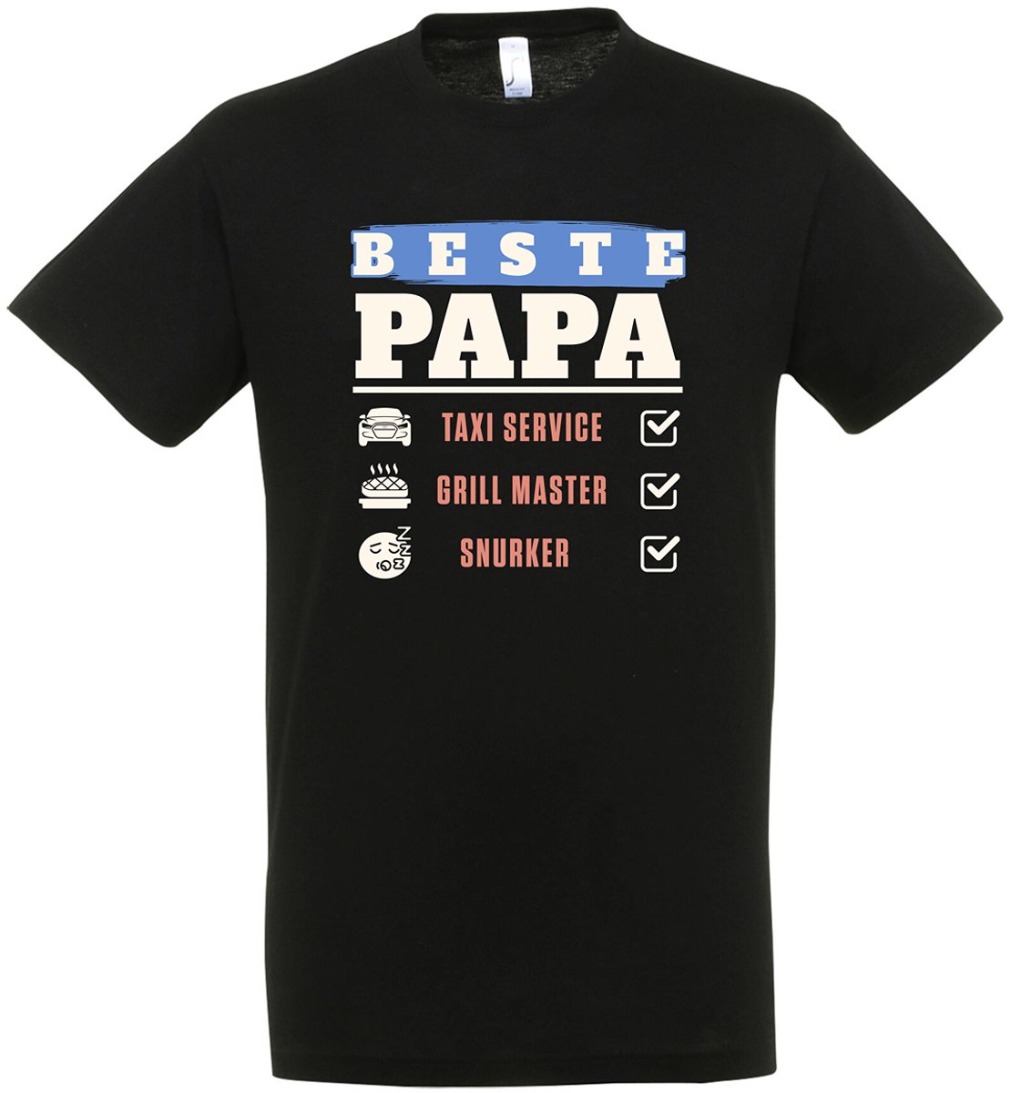 Beste Papa Checklist T-shirt - Taxi Service - Grill Master - Snurker - Vader - cadeau - Papa -beste vader ter wereld - jarig - gift - father - Vader cadeau - verjaardag - Maat M