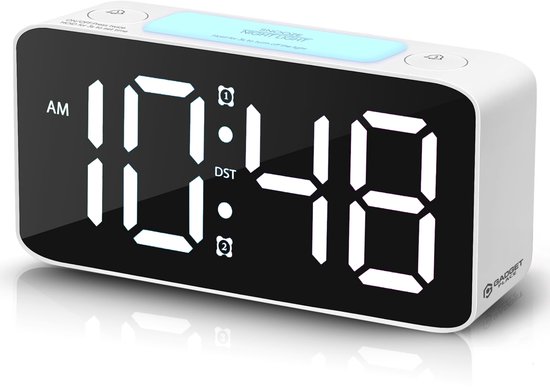 Gadgetplace Digitale Wekker met Extra hard Alarm functie - 2 Alarmen - Dimbaar 8 kleuren LED Display - Alarmklok - Kinderwekker