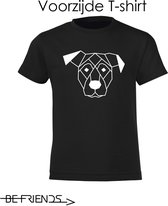 Be Friends T-Shirt - Hond - Kinderen - Zwart - Maat 7-8 jaar