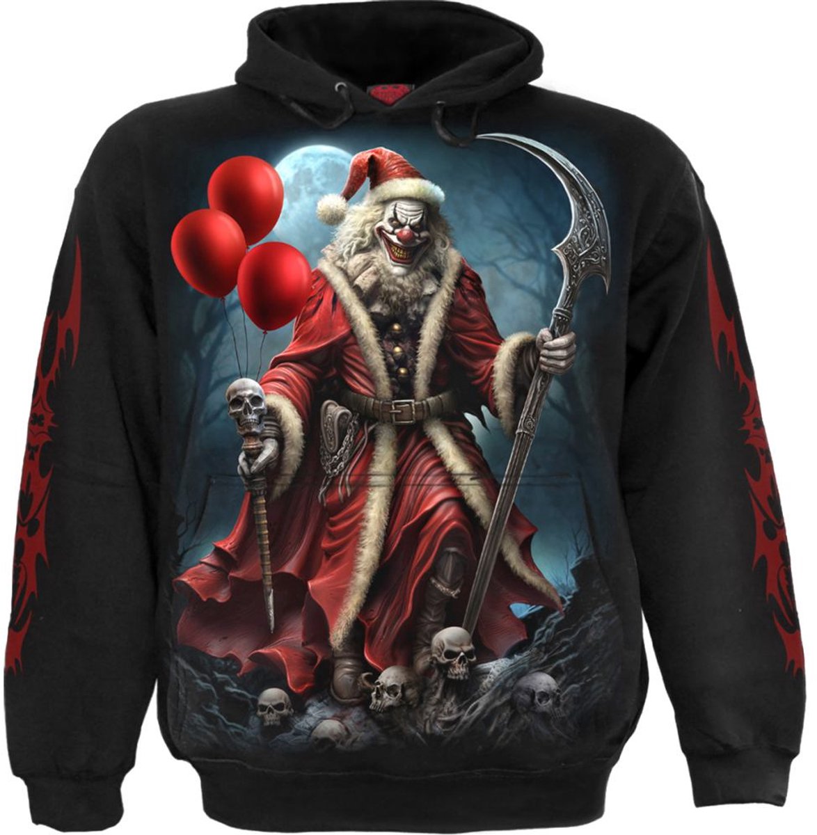 Spiral Santa Clown - Hoodie Heren Trui met capuchon - zwart - M