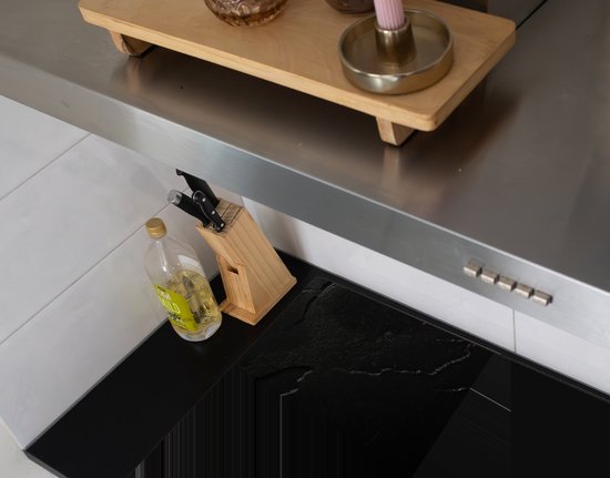 KitchenYeah® Protection plaque induction 80x55 cm - Noir - Pierre - Béton - Protege plaque de cuisson - Couvre plaque induction - Protecteur d'induction - Cuisine