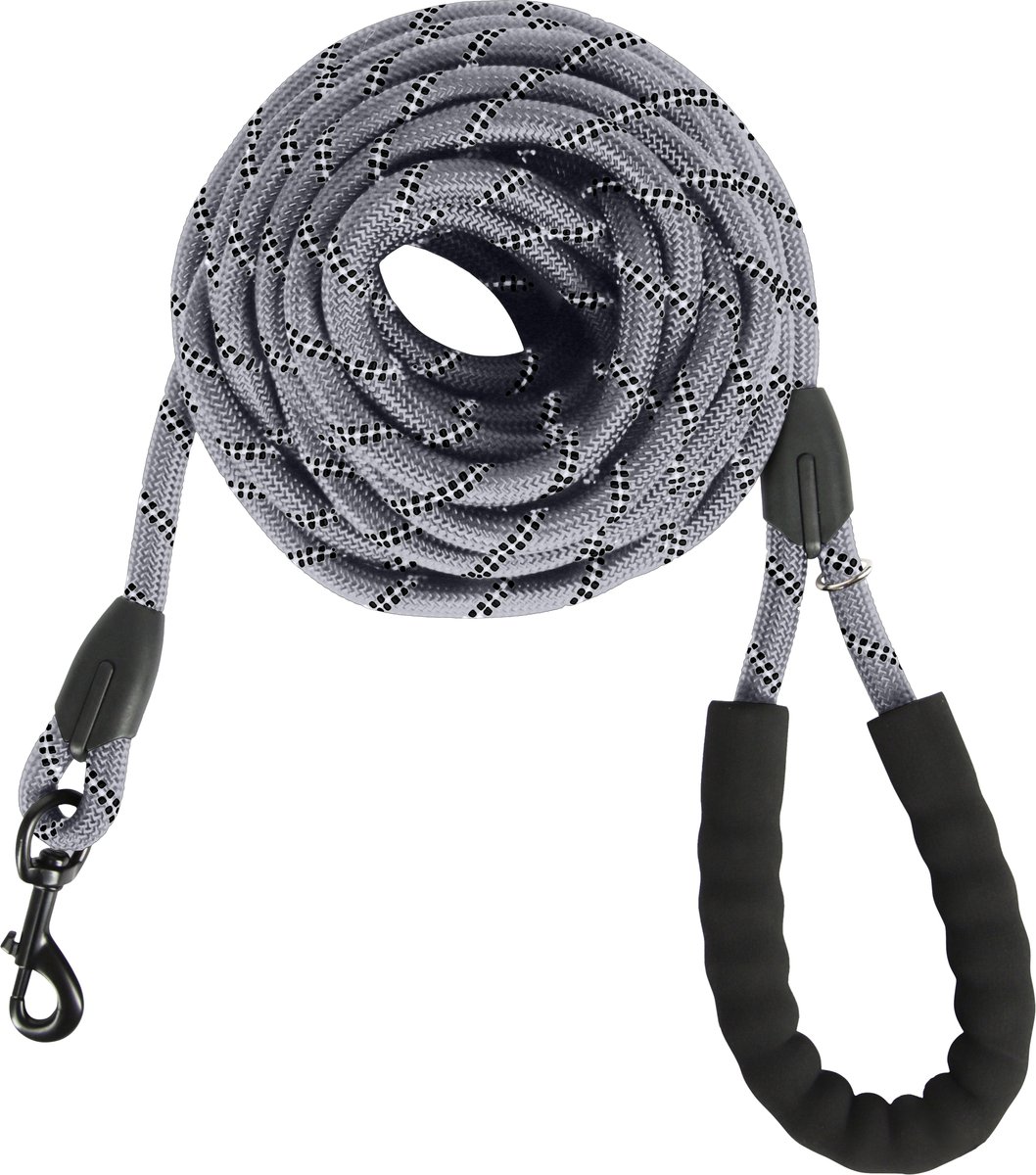 KCMultisupplies Hondenriem 8 Meter - Reflecterende Hondenlijn - Met Gevoerd Handvat - Geschikt voor Grote en Kleine Honden - Nylon Looplijn