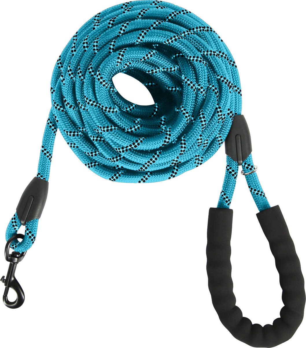 KCMultisupplies Hondenriem 8 Meter - Reflecterende Hondenlijn - Met Gevoerd Handvat - Geschikt voor Grote en Kleine Honden - Nylon Looplijn