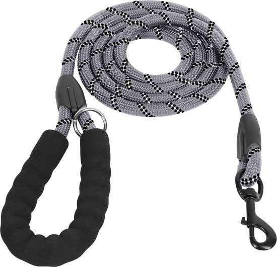 KCMultisupplies Hondenriem 2 Meter - Reflecterende Hondenlijn - Met Gevoerd Handvat - Geschikt voor Grote en Kleine Honden - Nylon Looplijn